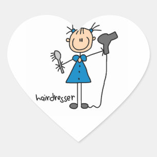 Sticker Cœur Coiffeur Bonhomme Allumette
