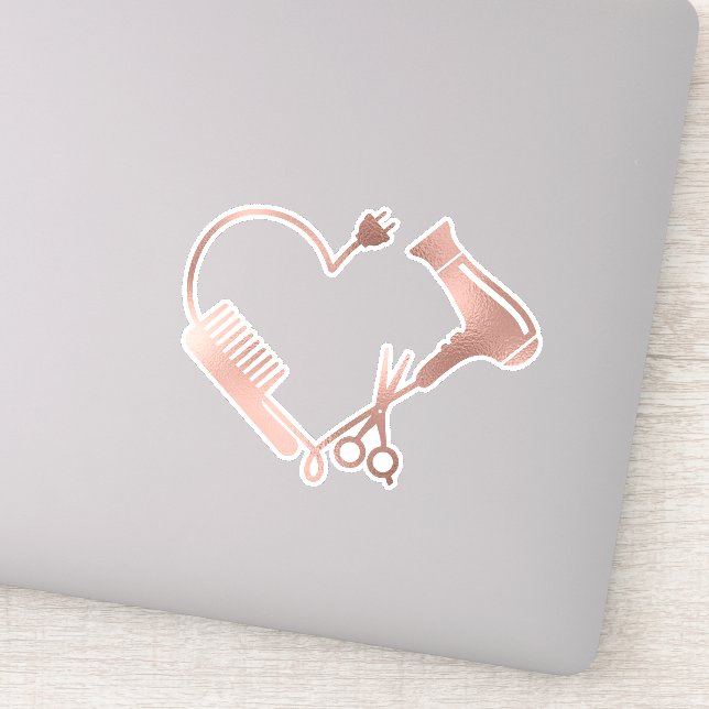 Sticker Coeur Coiffeur Styliste Ciseaux Salon Coiffeur (Détail)
