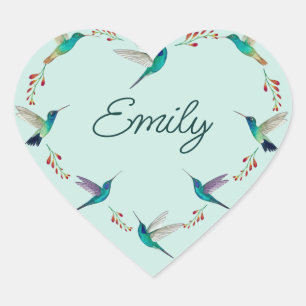 Sticker Cœur Colibri personnalisé
