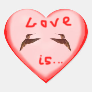 Sticker Cœur Colibris dans le coeur - L'amour est