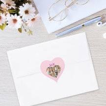 Collage photo cœur monogrammé rose capricieux