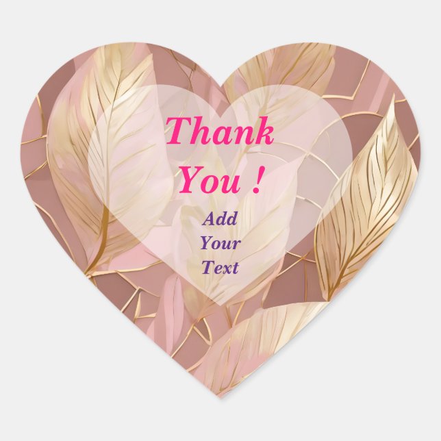 Sticker Cœur Collection de feuilles modernes Boho rose poudré o (Devant)