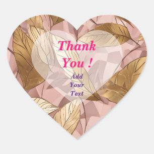 Sticker Cœur Collection Feuille tendance de Boho Rose Rose rose