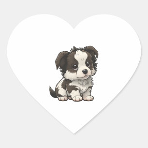 Sticker Cœur Collie frontalière de Chibi