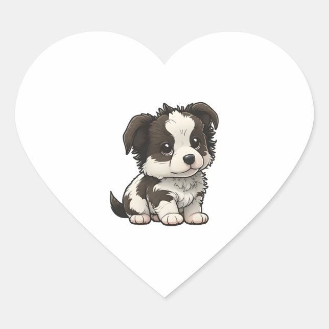 Sticker Cœur Collie frontalière de Chibi (Devant)