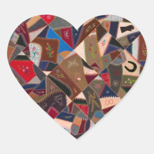 Sticker Cœur Coloré Americana Patchwork Crazy Quilt Motif