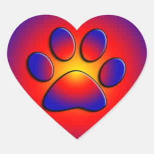 Sticker Cœur COLORÉ COLORÉ PAW Heart