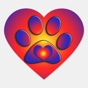 Sticker Cœur COLORÉ COLORÉ PAW Heart