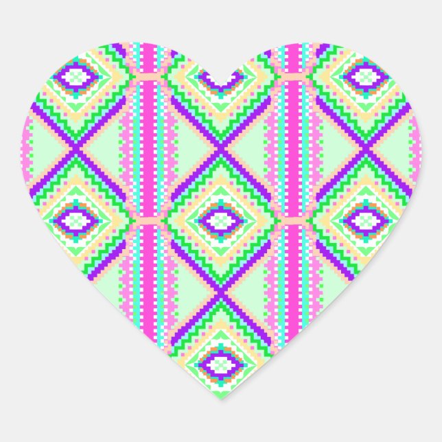 Sticker Cœur Colorful Geometric Boho Pattern (Devant)