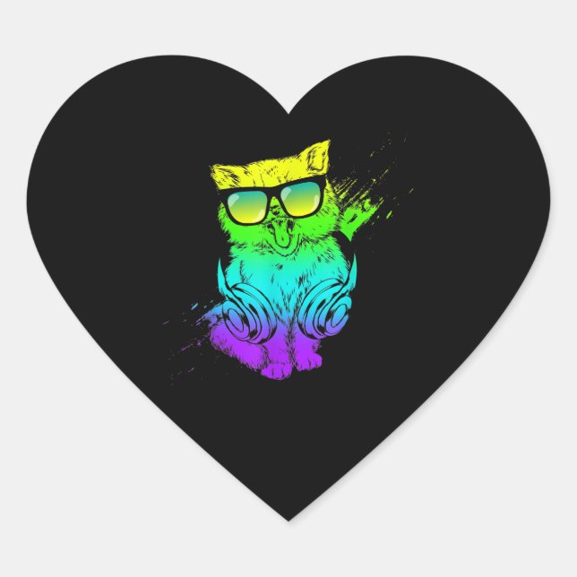Sticker Cœur Colorful Kitty (Devant)