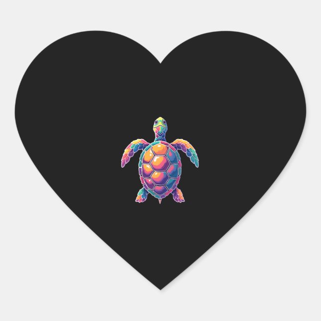 Sticker Cœur Colorful Splash Eastern Box Turtle (2) (Devant)