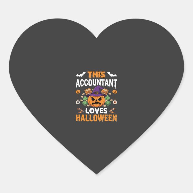 Sticker Cœur Comptable Aime Halloween Citrouille Comptable Desi (Devant)