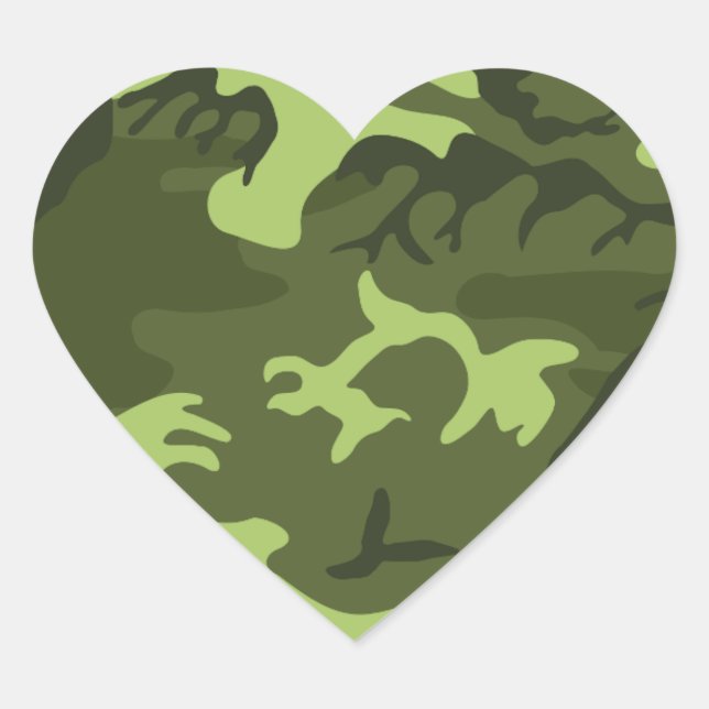 Sticker Cœur Conception de camouflage de l'armée verte (Devant)