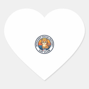 Sticker Cœur Conception de chat de batterie sociale introverti 