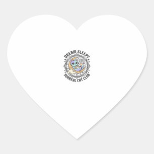 Sticker Cœur Conception de chat surréaliste endormi drôle - 