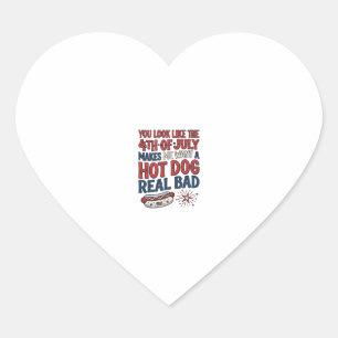 Sticker Cœur Conception de chemise patriotique de hot-dog drôle