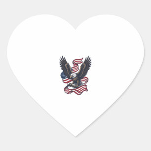 Sticker Cœur Conception de chemise vectorielle aigle patriotiqu