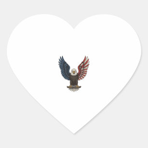 Sticker Cœur Conception de chemise vectorielle aigle patriotiqu