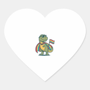 Sticker Cœur Conception de chemise vectorielle de dinosaure de 