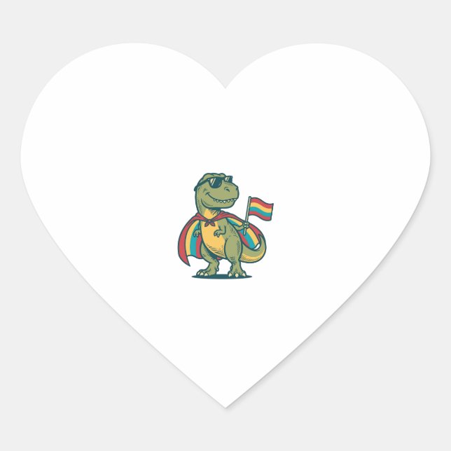 Sticker Cœur Conception de chemise vectorielle de dinosaure de  (Devant)