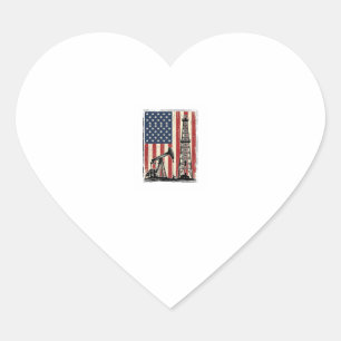 Sticker Cœur Conception de chemise vectorielle du drapeau améri