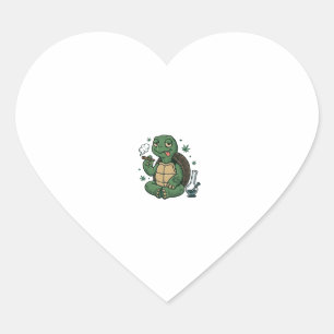 Sticker Cœur Conception de chemise vectorielle tortue stoner vi