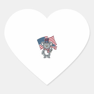 Sticker Cœur Conception de chemise vintage patriotique koala dr