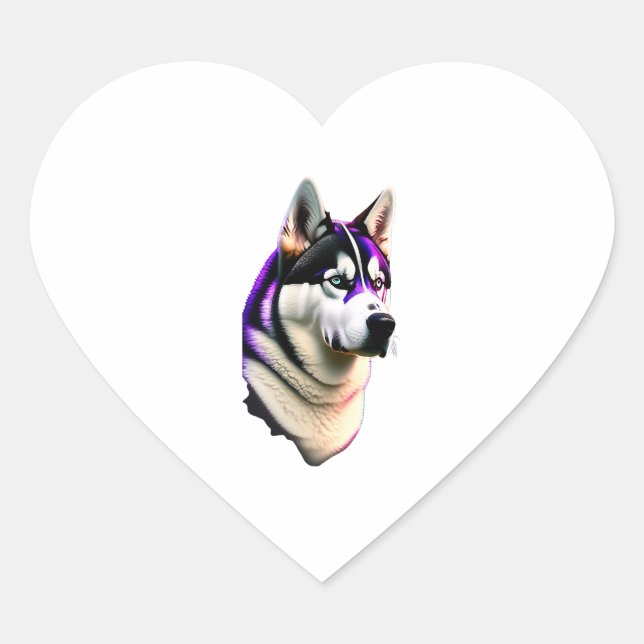 Sticker Cœur Conception de chiens Husky (Devant)