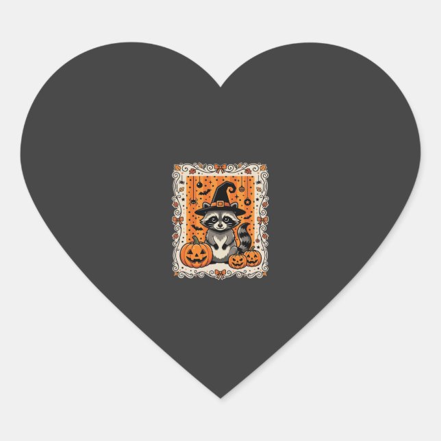 Sticker Cœur Conception de citrouille d'Halloween de raton lave (Devant)