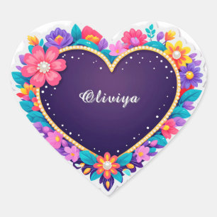 Sticker Cœur Conception de cœur floral élégant