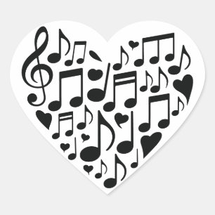 Sticker Cœur Conception de cœur musical Thème de notes de musiq