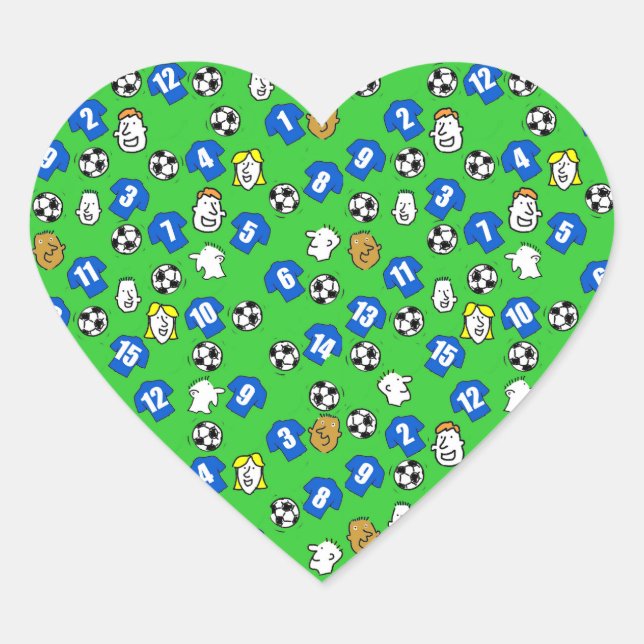 Sticker Cœur Conception de football avec Chemises Bleues (Devant)