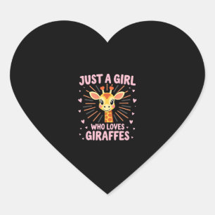 Sticker Cœur Conception de girafe amusante pour femmes filles s