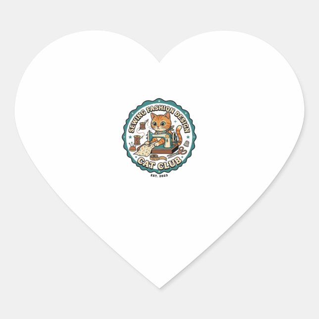 Sticker Cœur Conception de mode de couture Chat Cadeau pour ama (Devant)