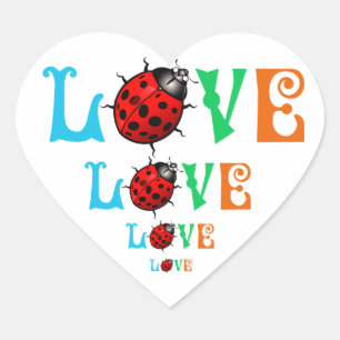 Sticker Cœur Conception de nature d'amour de coccinelle belle