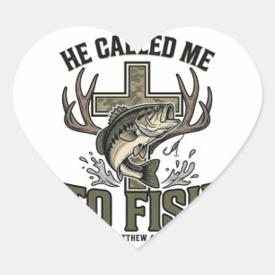 Sticker Cœur Conception de pêche chrétienne Il m'a appelé à pêc