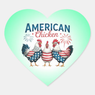 Sticker Cœur Conception de poulet américain patriotique du 4 ju