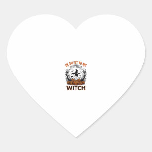 Sticker Cœur Conception de sorcière d'Halloween Sois gentil ou