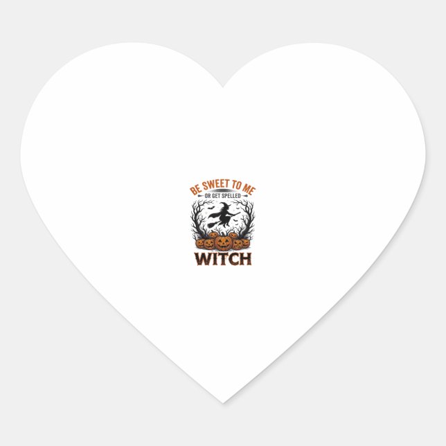 Sticker Cœur Conception de sorcière d'Halloween Sois gentil ou  (Devant)