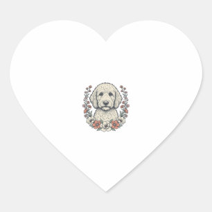 Sticker Cœur Conception de T-Shirt de Portrait de Chien Bouclé 