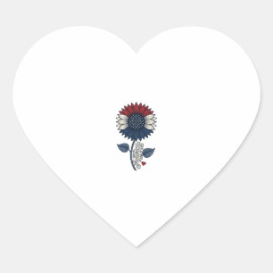 Sticker Cœur Conception de T-shirt patriotique Fleur de soleil