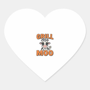 Sticker Cœur Conception de T-Shirt vintage Grill And Moo Vache