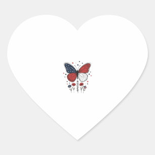 Sticker Cœur Conception de T-shirt vintage papillon patriotique