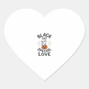 Sticker Cœur Conception de vecteur de chat noir spécial amour H