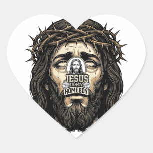 Sticker Cœur Conception de vecteur de visage saint couronné gra