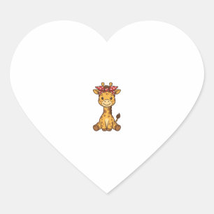 Sticker Cœur Conception de vecteur vintage de girafe bébé migno