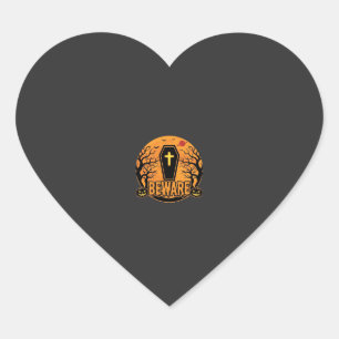 Sticker Cœur Conception d'horreur de citrouille de cercueil d'H