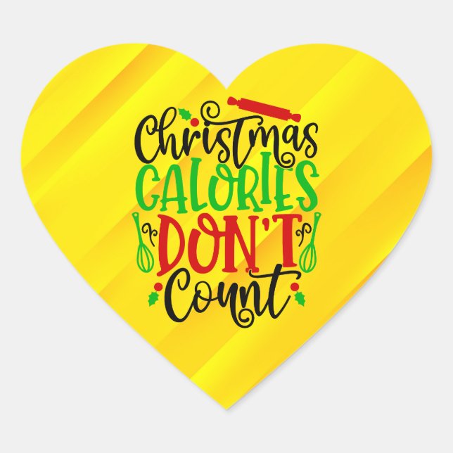 Sticker Cœur Conception drôle de Noël : les calories ne compten (Devant)