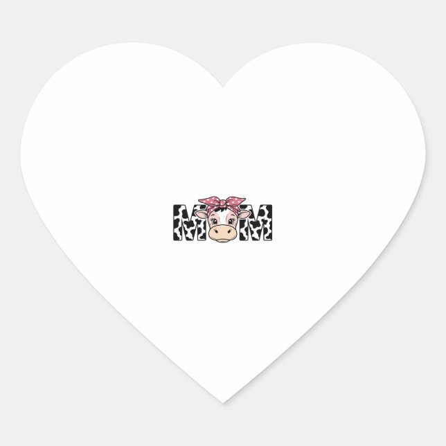 Sticker Cœur Conception graphique de maman vache mignonne arc_1 (Devant)