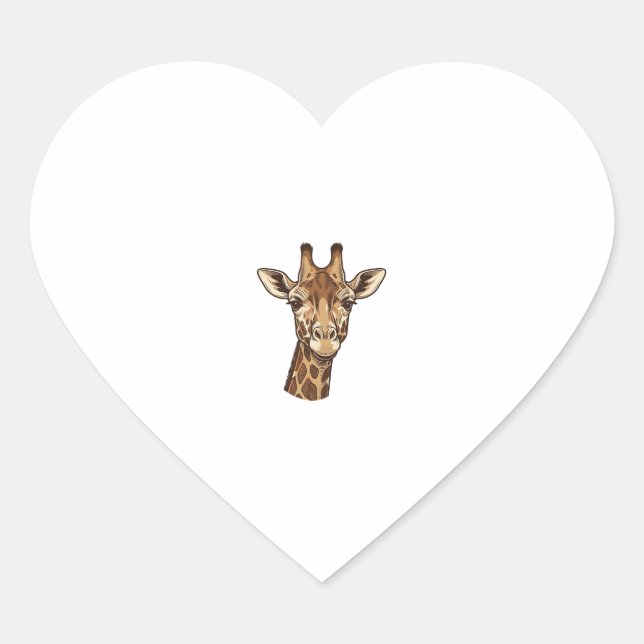 Sticker Cœur Conception vectorielle de tête de girafe gravée vi (Devant)